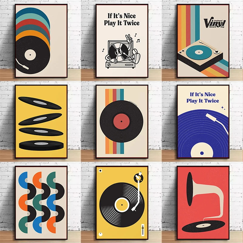 Mid Century Vinyl Record Canva - Home Office Or review and price