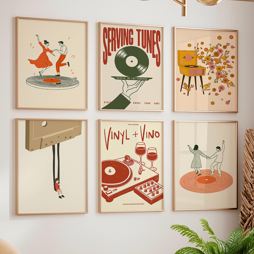 1pc Vintage Music Canvas Poste - Home Office Or review and price