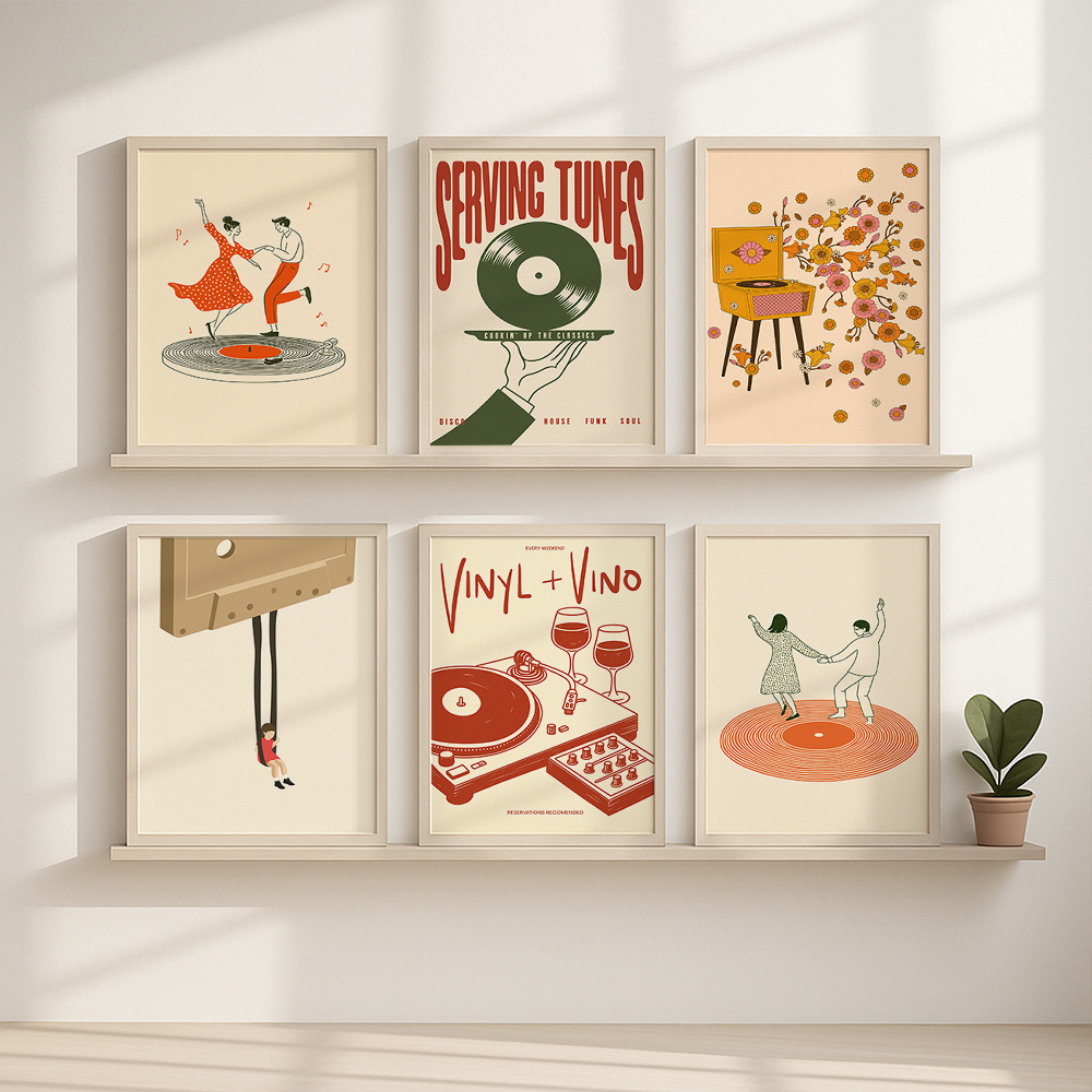 1pc Vintage Music Canvas Poste - Home Office Or review and price