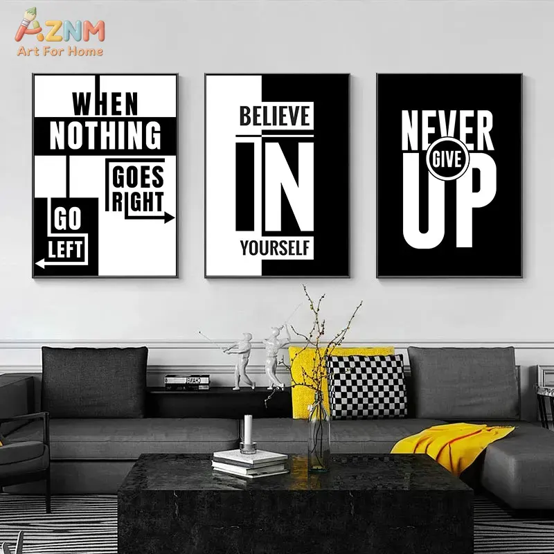 AZNM Black White Motivational  - Home Office Room Inspiration review and price
