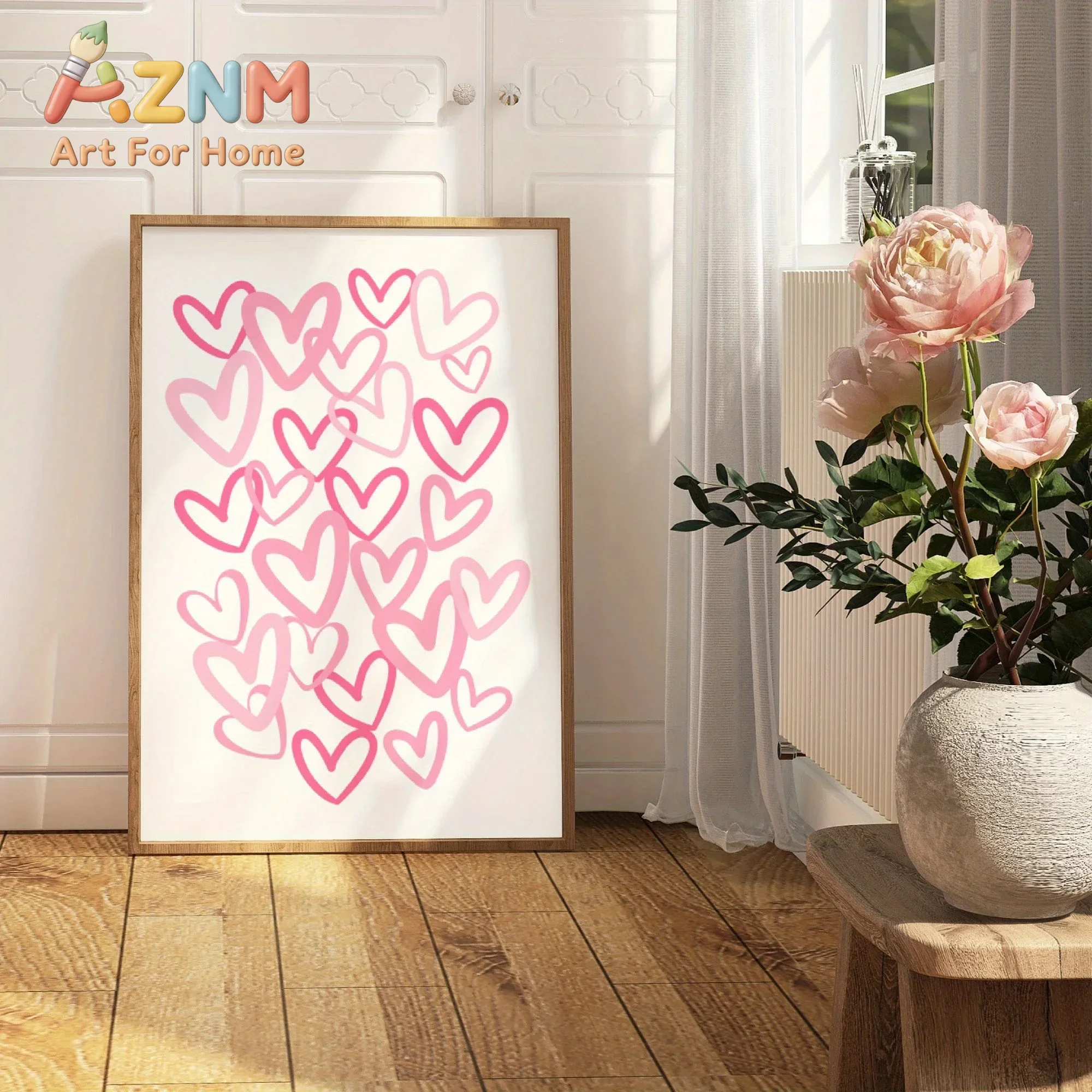 Chic Pink Love Hearts Canvas A - Home Office Room Inspiration review and price